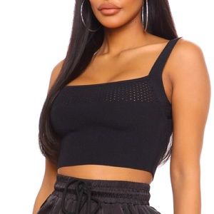 Fashion Nova NWT Cropped Tank Top - Black - L